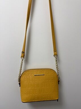 Steve Madden Yellow Embossed Logo Crossbody with Gold Chain